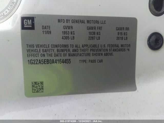 Photo 8 VIN: 1G2ZA5EB0A4164455 - PONTIAC G6 