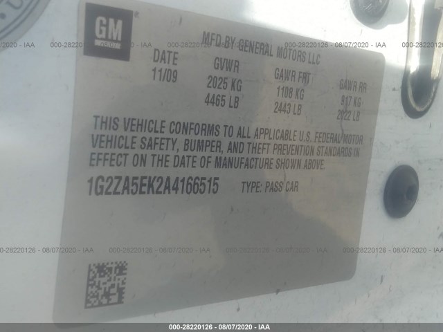 Photo 8 VIN: 1G2ZA5EK2A4166515 - PONTIAC G6 