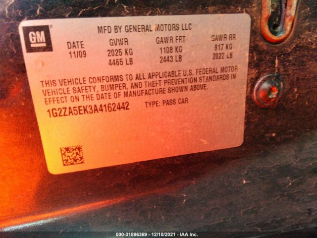 Photo 8 VIN: 1G2ZA5EK3A4162442 - PONTIAC G6 