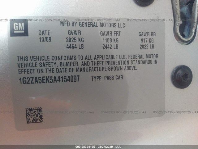 Photo 8 VIN: 1G2ZA5EK5A4154097 - PONTIAC G6 