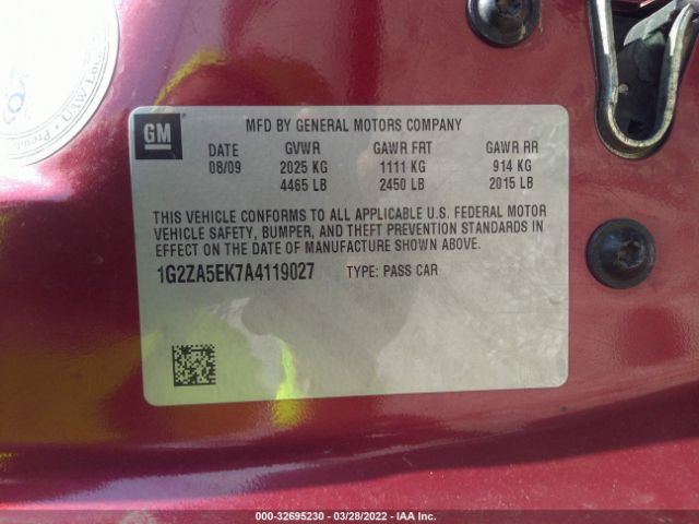 Photo 8 VIN: 1G2ZA5EK7A4119027 - PONTIAC G6 