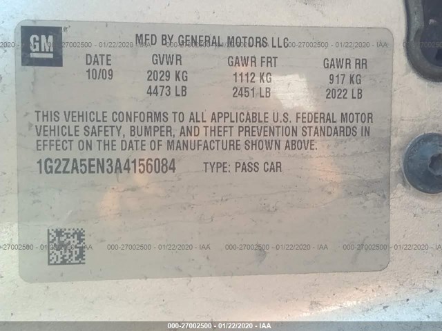 Photo 8 VIN: 1G2ZA5EN3A4156084 - PONTIAC G6 