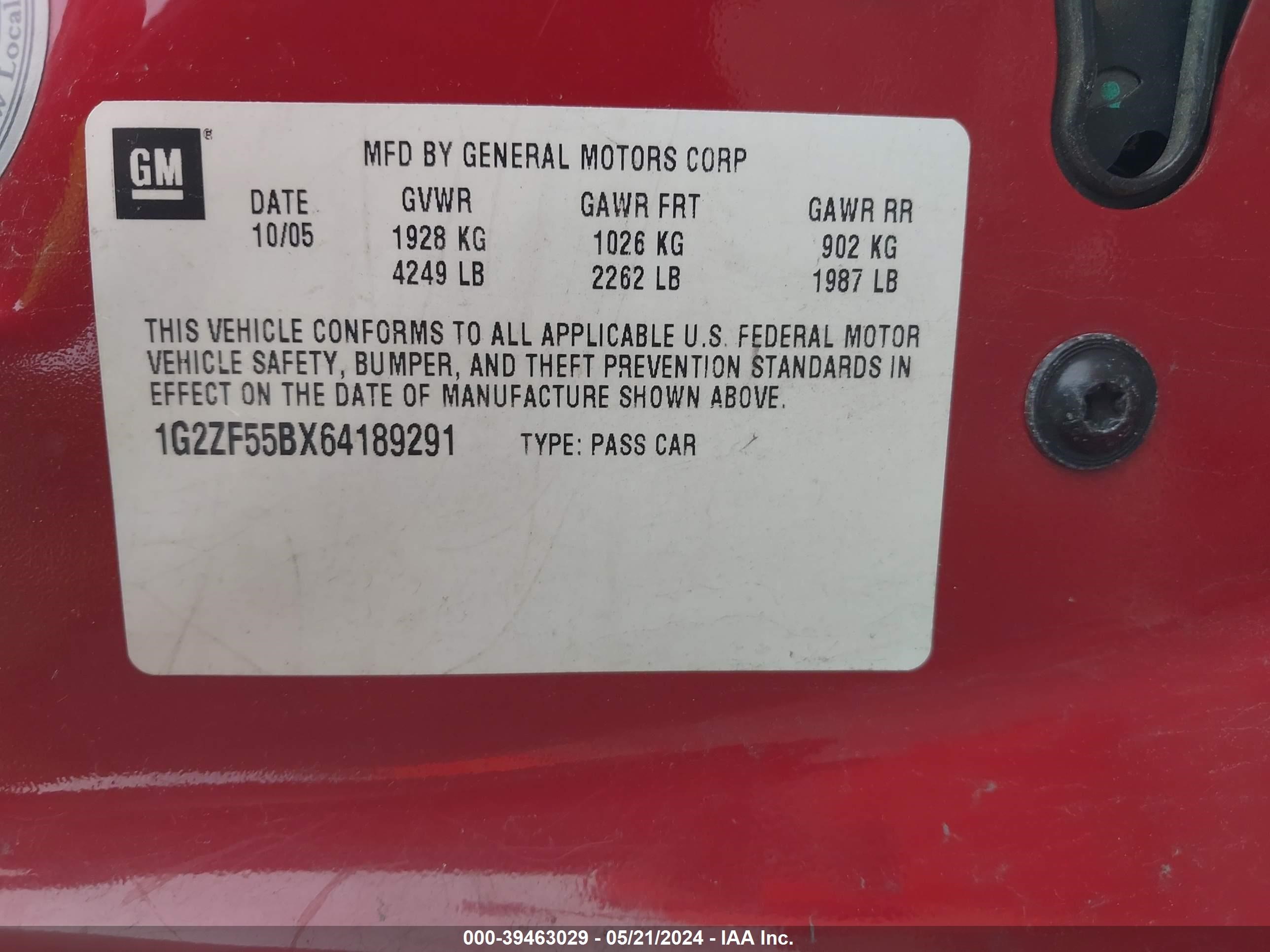 Photo 8 VIN: 1G2ZF55BX64189291 - PONTIAC G6 