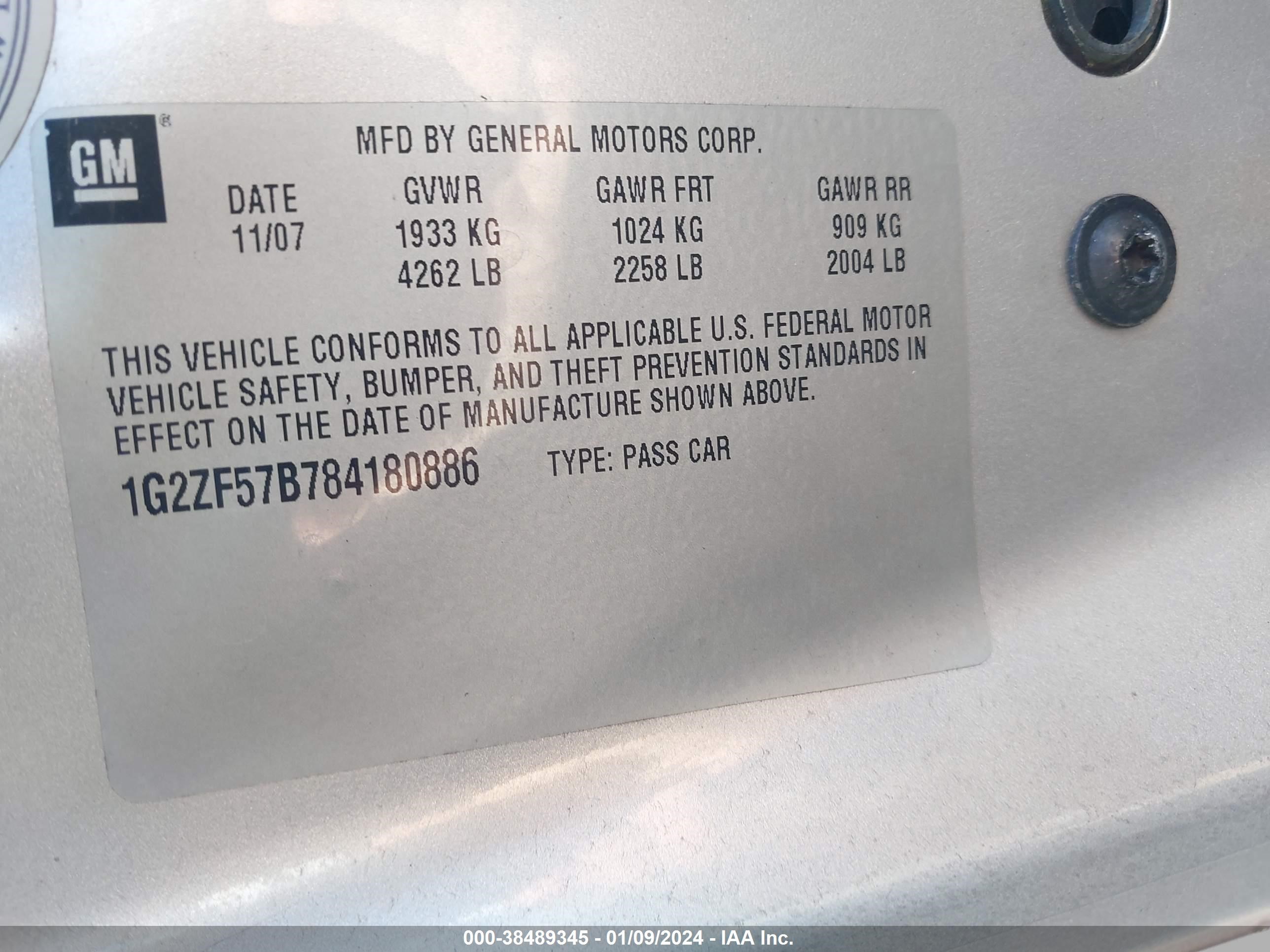 Photo 8 VIN: 1G2ZF57B784180886 - PONTIAC G6 