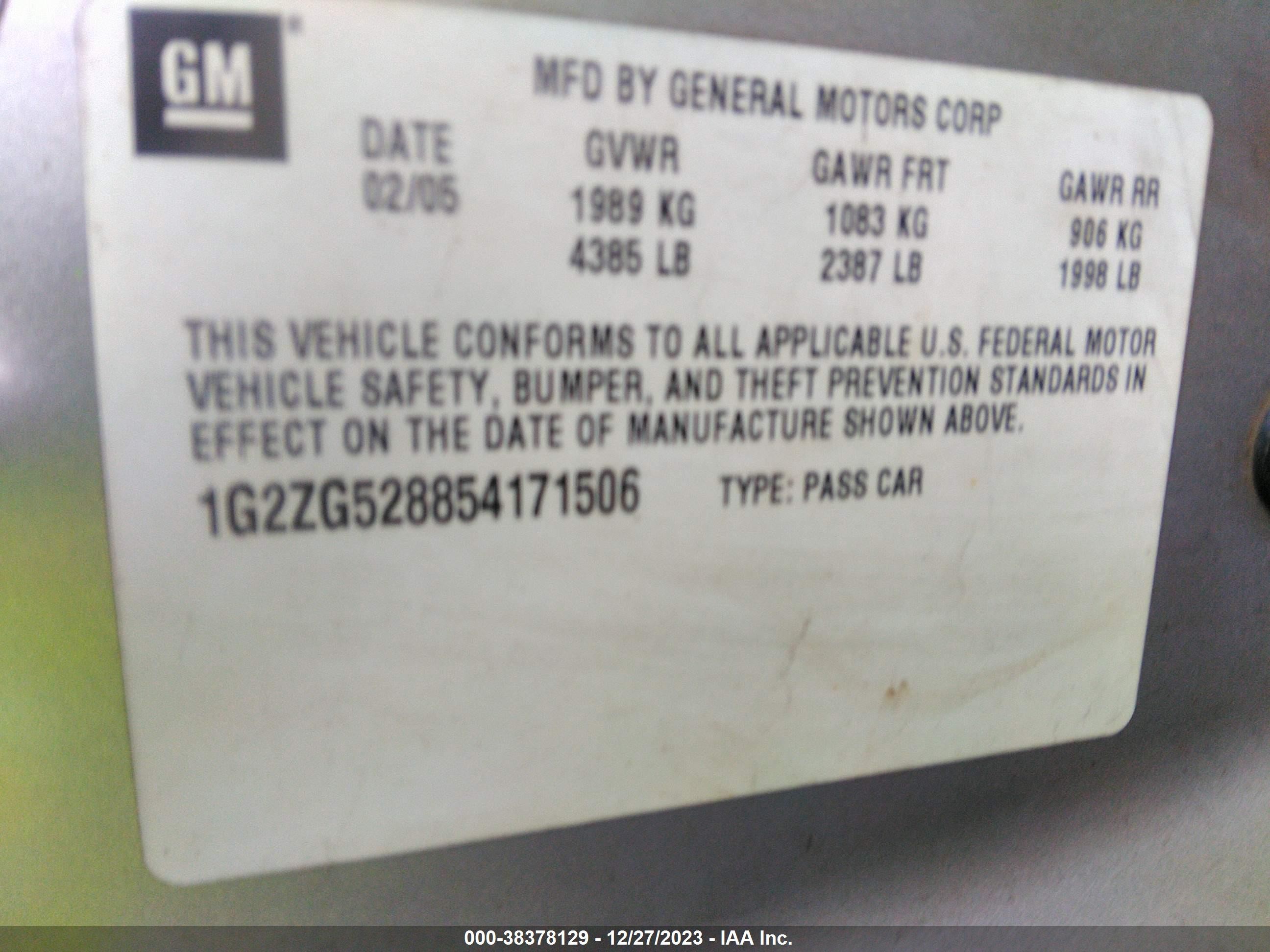 Photo 8 VIN: 1G2ZG528854171506 - PONTIAC G6 