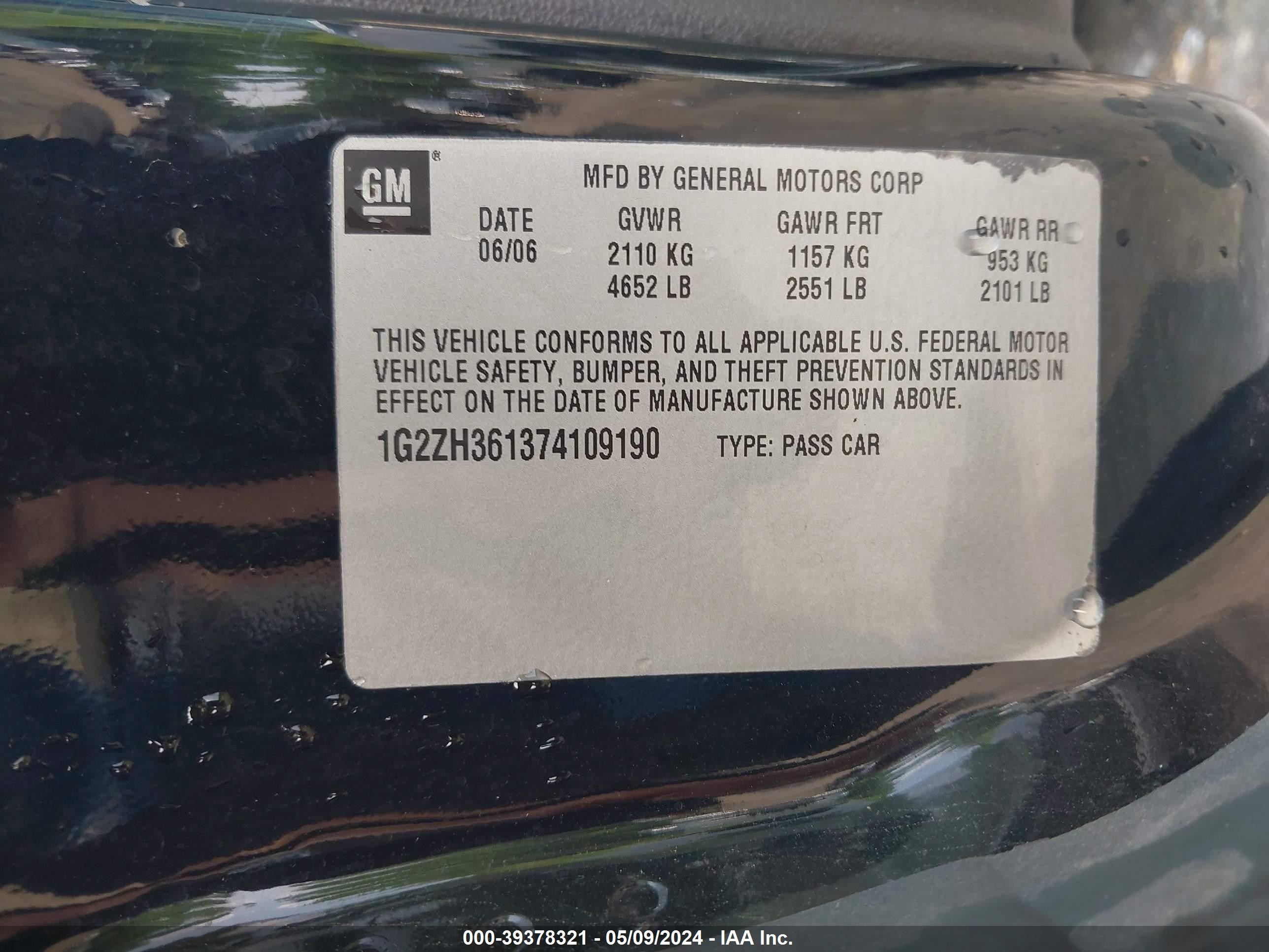 Photo 8 VIN: 1G2ZH361374109190 - PONTIAC G6 