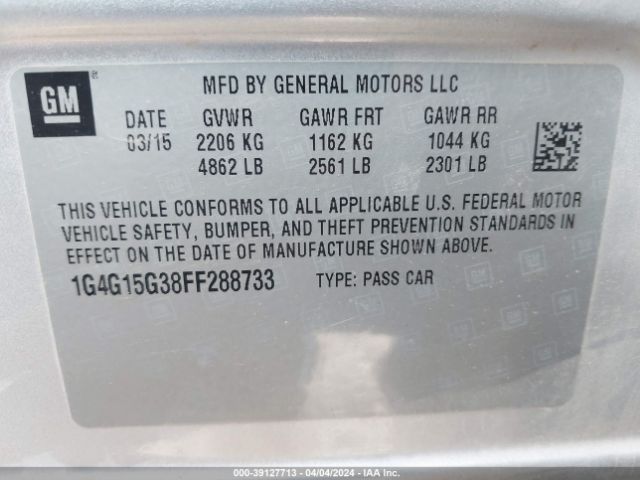 Photo 8 VIN: 1G4G15G38FF288733 - BUICK LACROSSE 