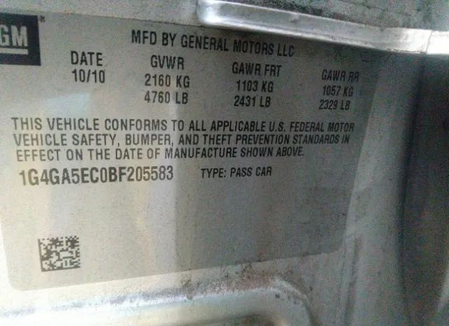 Photo 8 VIN: 1G4GA5EC0BF205583 - BUICK LACROSSE 