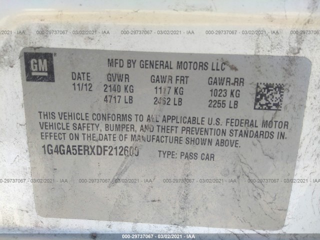 Photo 8 VIN: 1G4GA5ERXDF212600 - BUICK LACROSSE 