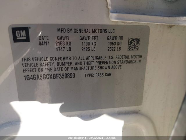 Photo 8 VIN: 1G4GA5GCXBF350899 - BUICK LACROSSE 