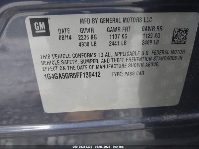 Photo 8 VIN: 1G4GA5GR5FF139412 - BUICK LACROSSE 