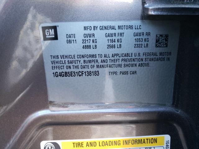 Photo 9 VIN: 1G4GB5E31CF138183 - BUICK LACROSSE C 