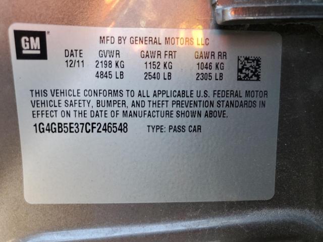 Photo 11 VIN: 1G4GB5E37CF246548 - BUICK LACROSSE C 