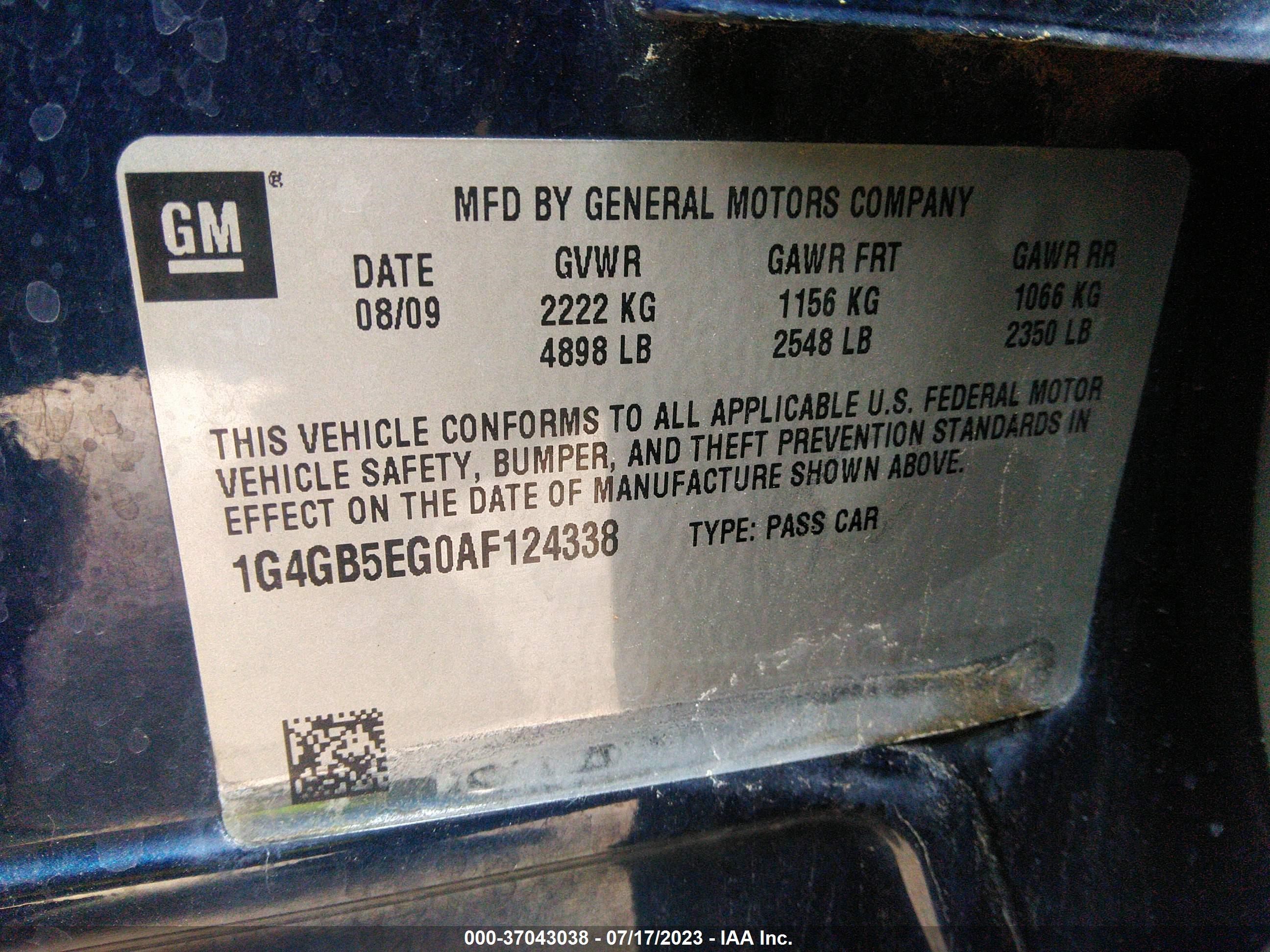 Photo 8 VIN: 1G4GB5EG0AF124338 - BUICK LACROSSE 