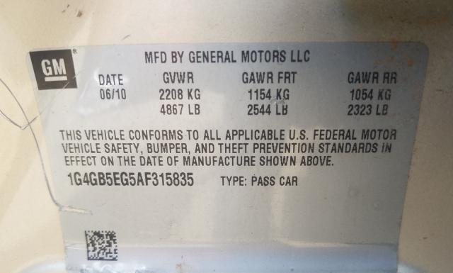 Photo 9 VIN: 1G4GB5EG5AF315835 - BUICK LACROSSE 