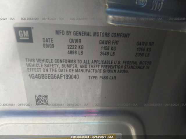 Photo 8 VIN: 1G4GB5EG6AF139040 - BUICK LACROSSE 