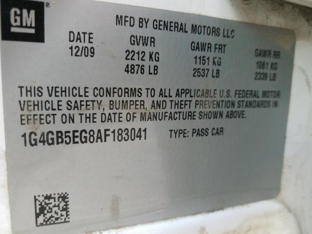 Photo 9 VIN: 1G4GB5EG8AF183041 - BUICK LACROSSE C 