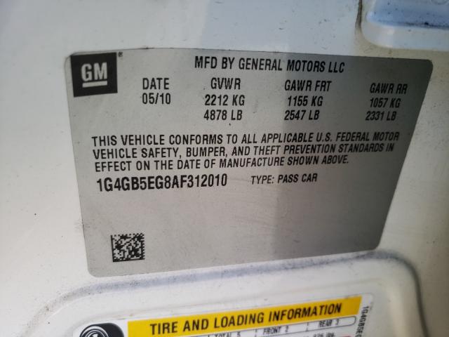 Photo 9 VIN: 1G4GB5EG8AF312010 - BUICK LACROSSE C 