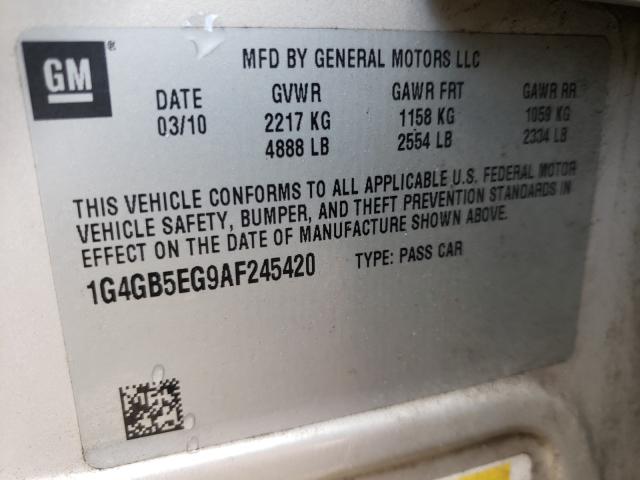 Photo 9 VIN: 1G4GB5EG9AF245420 - BUICK LACROSSE C 