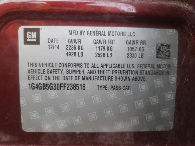 Photo 9 VIN: 1G4GB5G30FF238518 - BUICK LACROSSE 