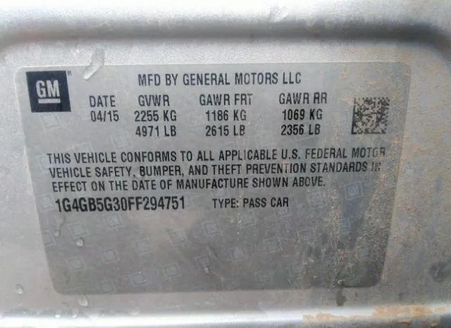 Photo 8 VIN: 1G4GB5G30FF294751 - BUICK LACROSSE 