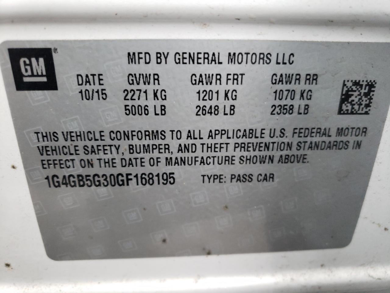 Photo 11 VIN: 1G4GB5G30GF168195 - BUICK LACROSSE 