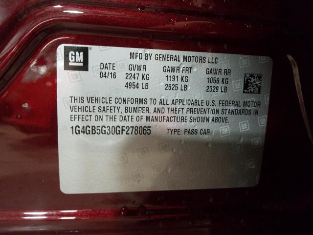 Photo 9 VIN: 1G4GB5G30GF278065 - BUICK LACROSSE 