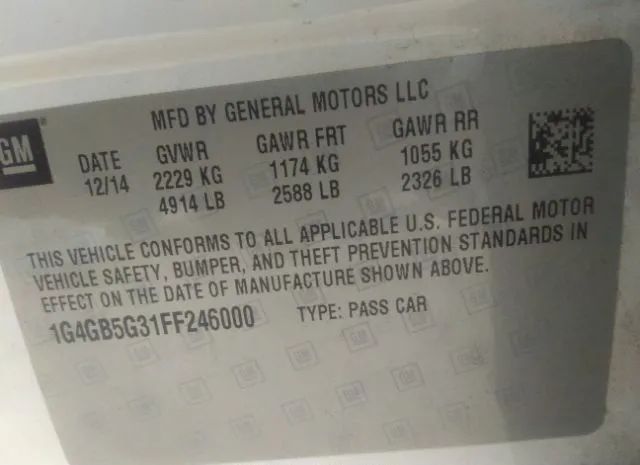 Photo 8 VIN: 1G4GB5G31FF246000 - BUICK LACROSSE 