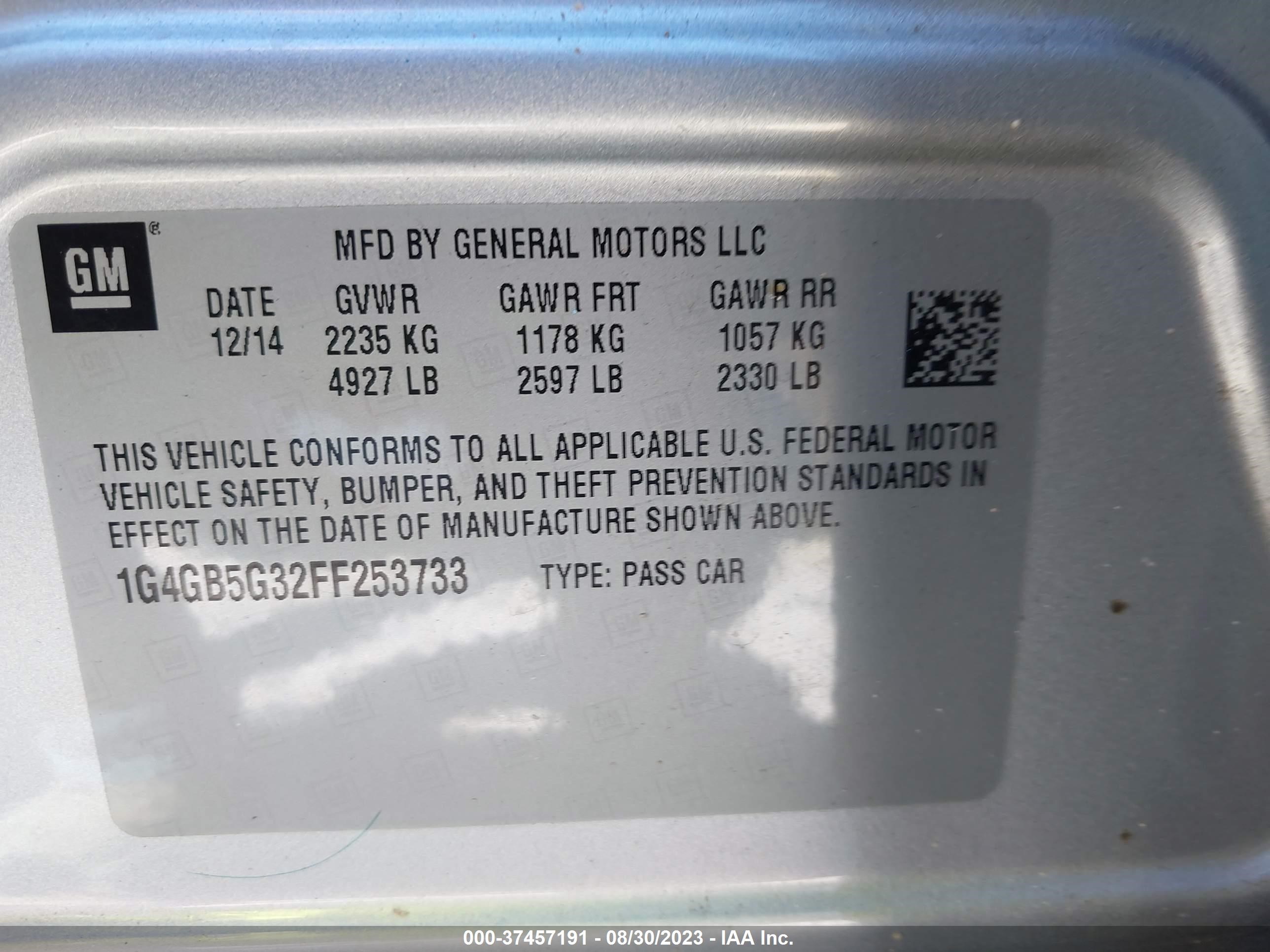 Photo 8 VIN: 1G4GB5G32FF253733 - BUICK LACROSSE 