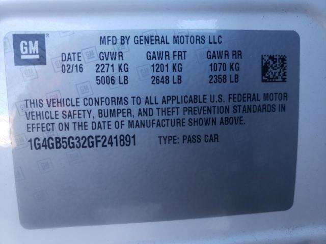 Photo 9 VIN: 1G4GB5G32GF241891 - BUICK LACROSSE 