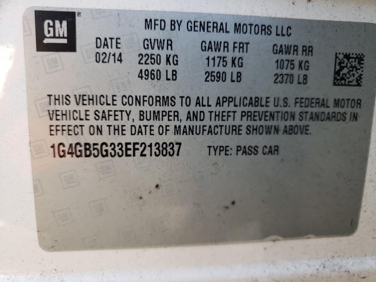 Photo 12 VIN: 1G4GB5G33EF213837 - BUICK LACROSSE 