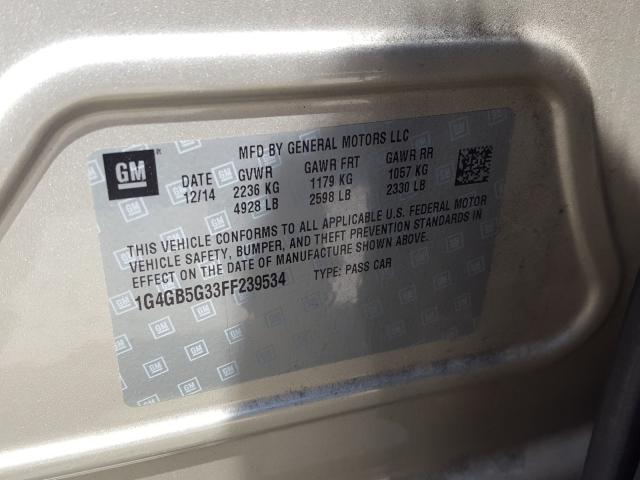 Photo 9 VIN: 1G4GB5G33FF239534 - BUICK LACROSSE 