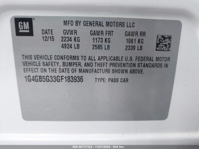 Photo 8 VIN: 1G4GB5G33GF183936 - BUICK LACROSSE 