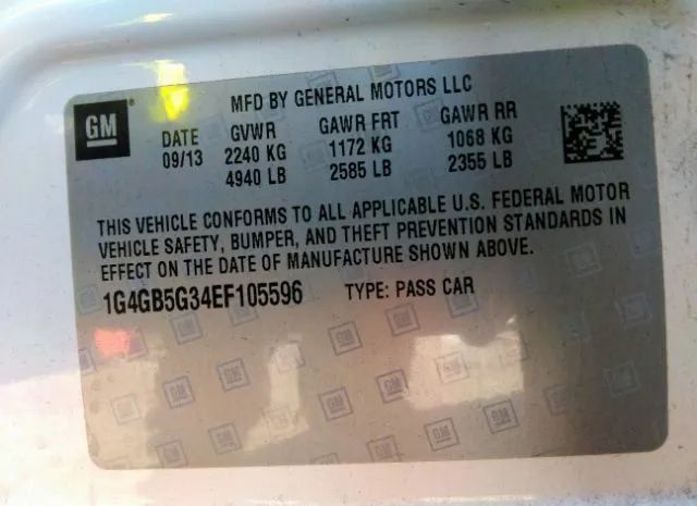 Photo 8 VIN: 1G4GB5G34EF105596 - BUICK LACROSSE 