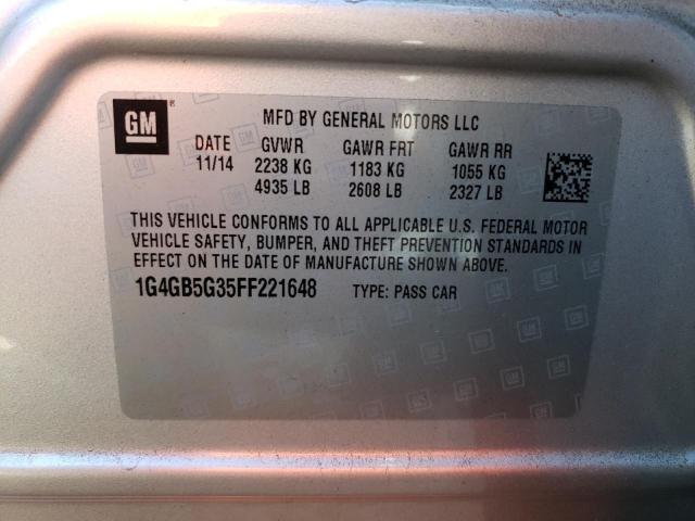 Photo 12 VIN: 1G4GB5G35FF221648 - BUICK LACROSSE 