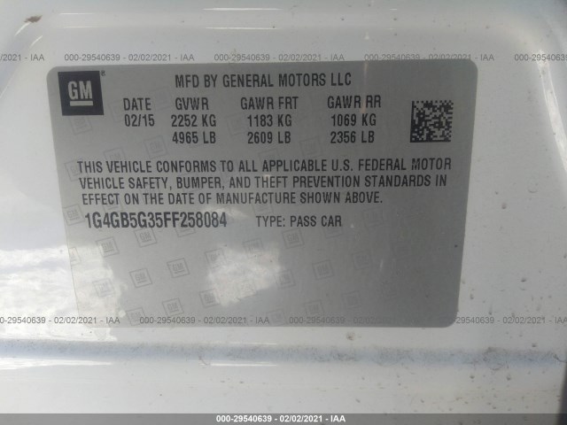 Photo 8 VIN: 1G4GB5G35FF258084 - BUICK LACROSSE 