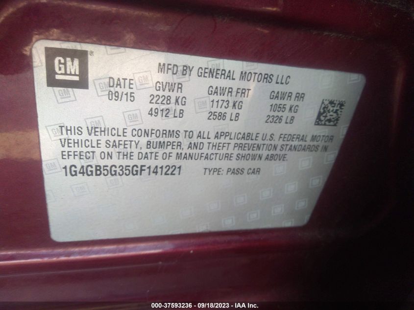 Photo 8 VIN: 1G4GB5G35GF141221 - BUICK LACROSSE 