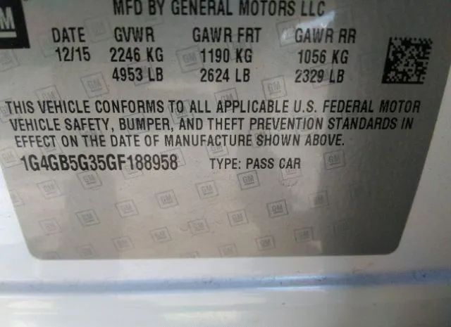 Photo 8 VIN: 1G4GB5G35GF188958 - BUICK LACROSSE 