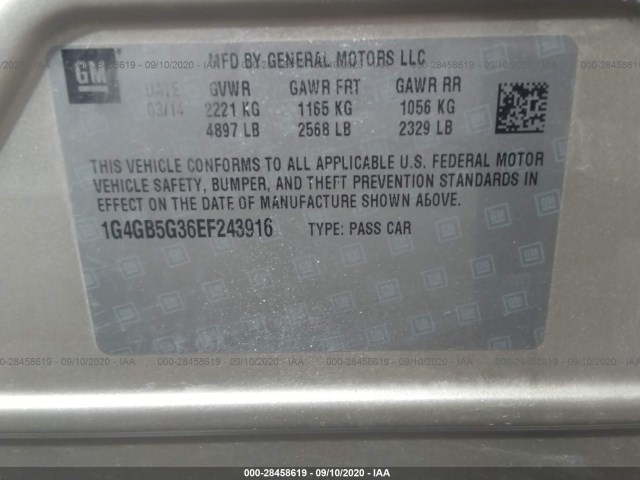 Photo 8 VIN: 1G4GB5G36EF243916 - BUICK LACROSSE 