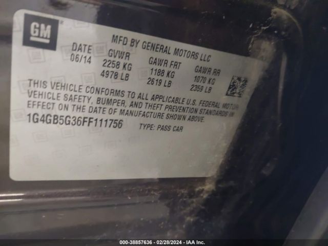 Photo 8 VIN: 1G4GB5G36FF111756 - BUICK LACROSSE 