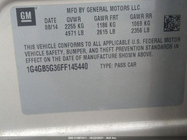 Photo 8 VIN: 1G4GB5G36FF145440 - BUICK LACROSSE 