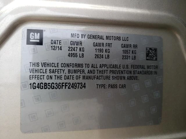 Photo 12 VIN: 1G4GB5G36FF249734 - BUICK LACROSSE 