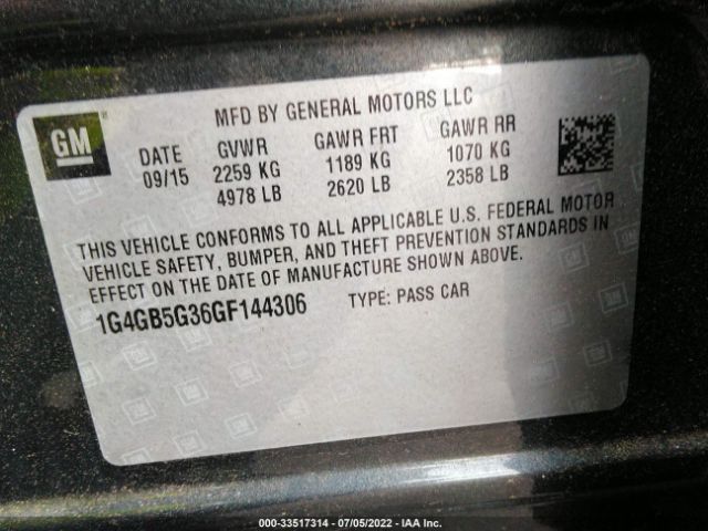 Photo 8 VIN: 1G4GB5G36GF144306 - BUICK LACROSSE 