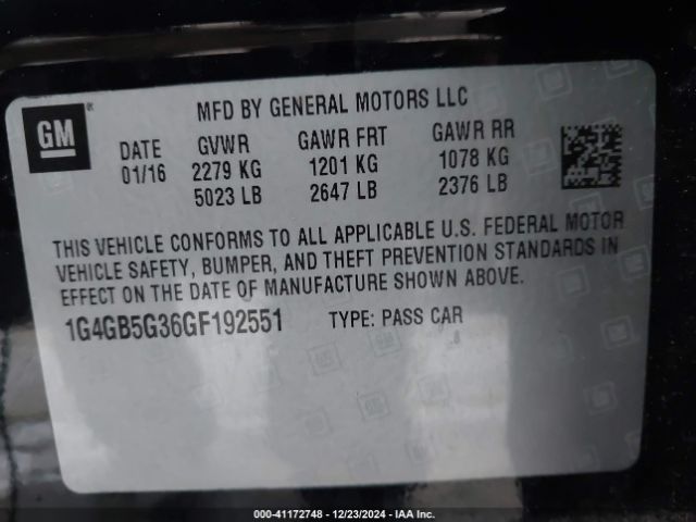 Photo 8 VIN: 1G4GB5G36GF192551 - BUICK LACROSSE 