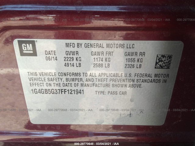 Photo 8 VIN: 1G4GB5G37FF121941 - BUICK LACROSSE 