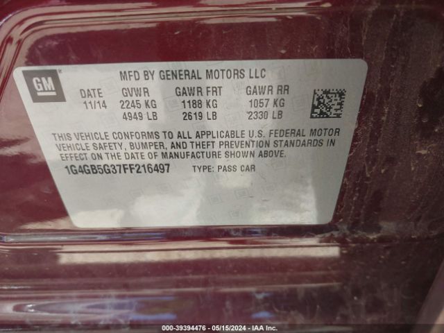 Photo 8 VIN: 1G4GB5G37FF216497 - BUICK LACROSSE 