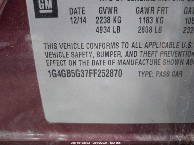 Photo 8 VIN: 1G4GB5G37FF252870 - BUICK LACROSSE 