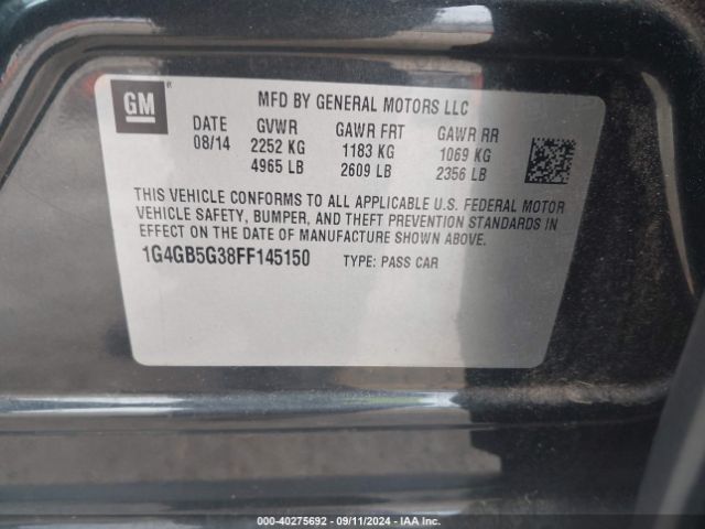 Photo 8 VIN: 1G4GB5G38FF145150 - BUICK LACROSSE 