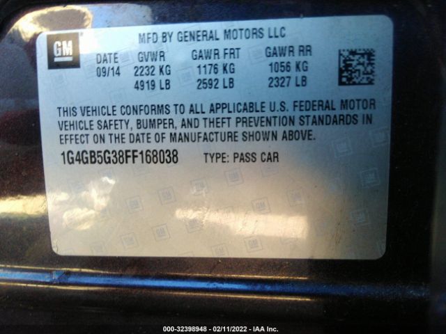 Photo 8 VIN: 1G4GB5G38FF168038 - BUICK LACROSSE 