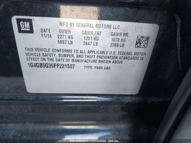 Photo 8 VIN: 1G4GB5G39FF221507 - BUICK LACROSSE 